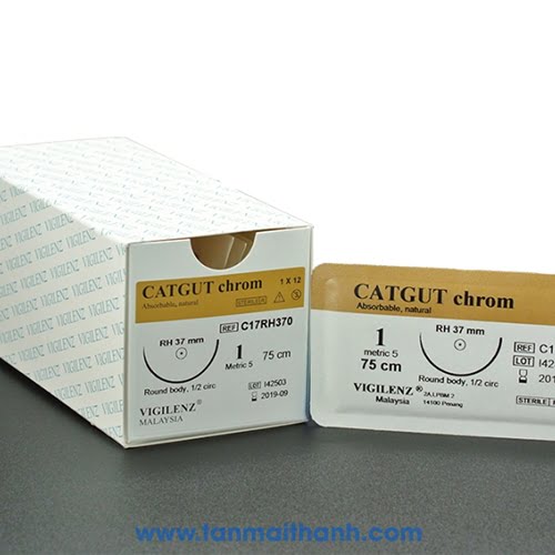 Chỉ phẫu thuật CATGUT Chrom (Vigilenz - Malaysia) 1 Chỉ phẫu thuật CATGUT Chrom (Vigilenz - Malaysia)