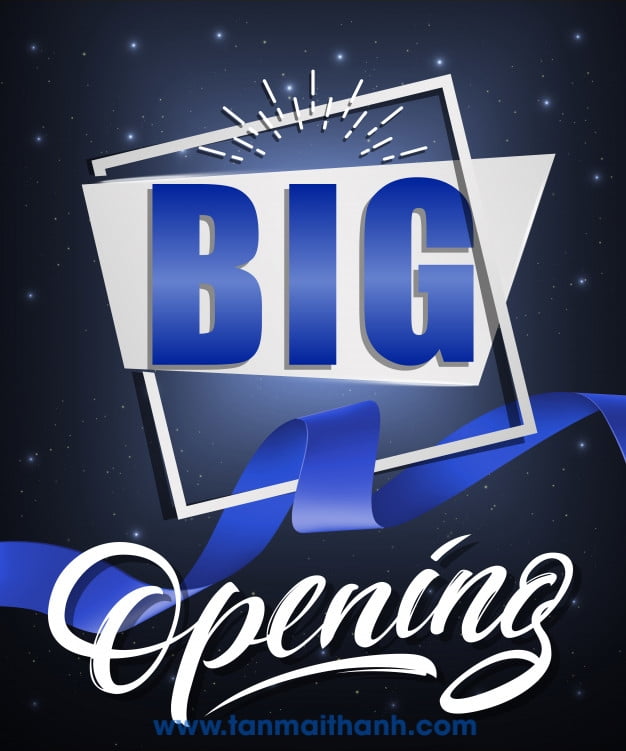 big opening festive poster with white frame and blue waved ribbon 1262 11939