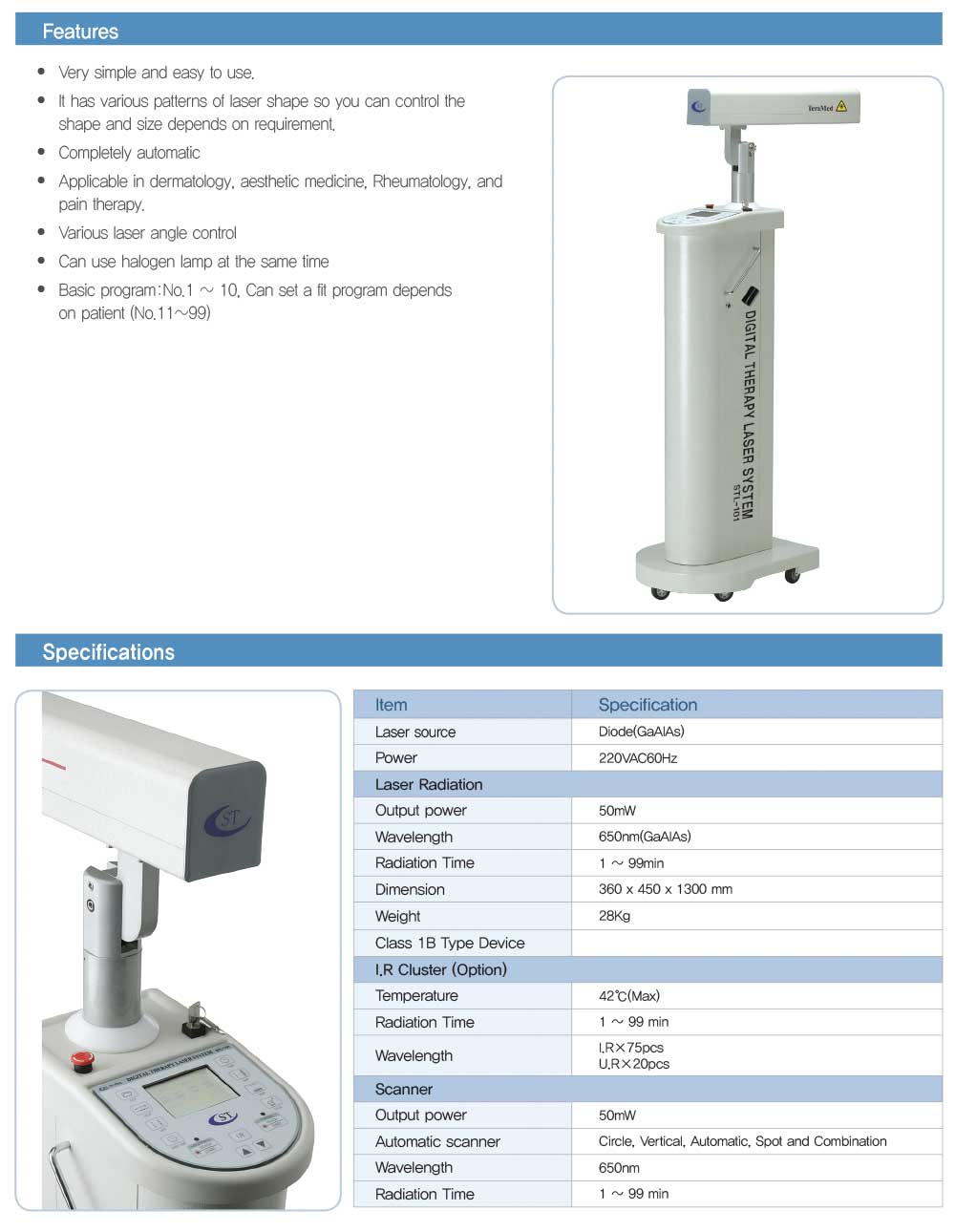Máy laser trị liệu Stratek STL-101 Máy laser trị liệu STL-101 (Stratek - Hàn Quốc)